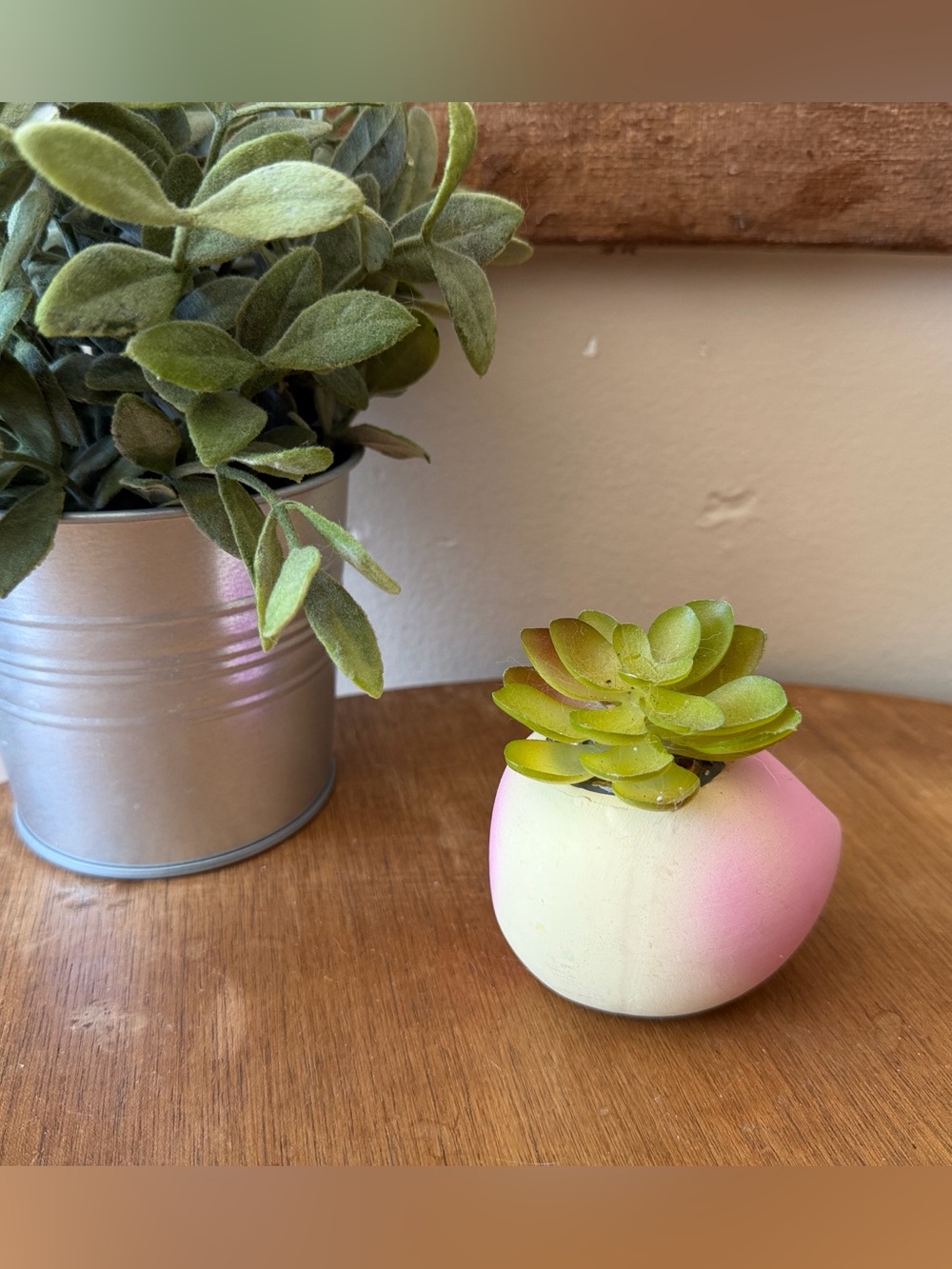 Artificial Succulent in Pink and Cream peach Ceramic Pot